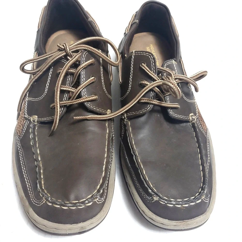 Highland Creek Boat Loafer‎ Shoes Mens 12M Brown Belize Memory Form Lace Up
